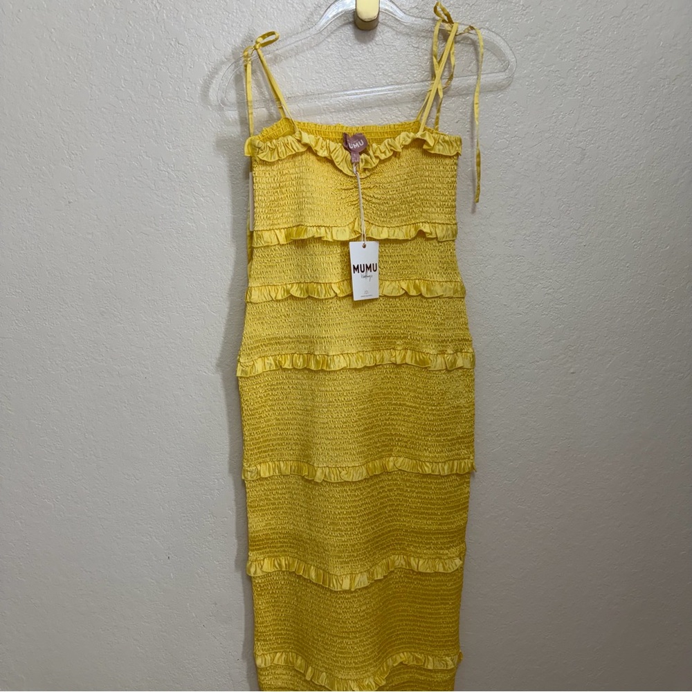 New show me your mumu Stella Smocked Dress size L - Picture 3 of 11